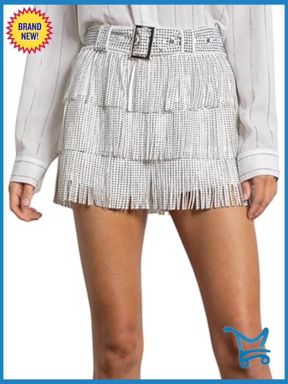 Rhinestone Fringe Skort with Built-in Shorts for Women